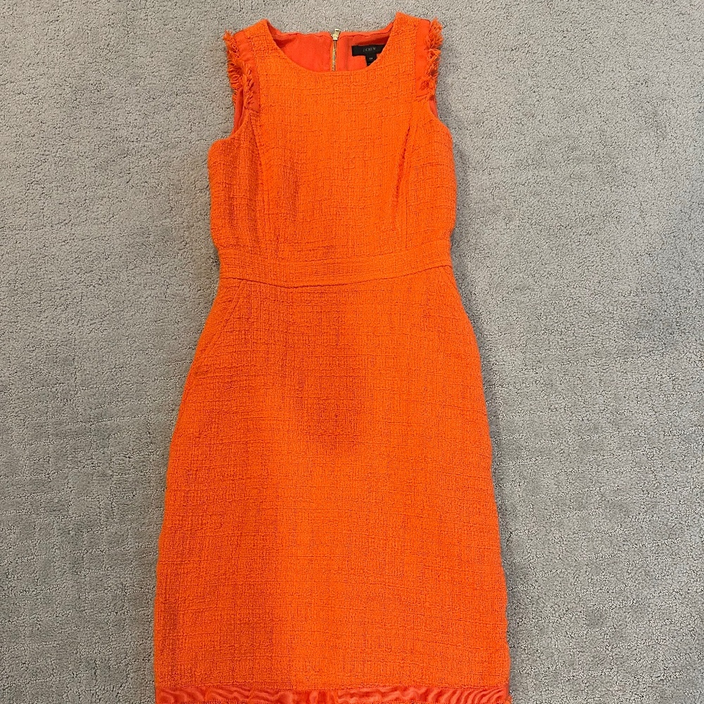 00 orange tweed JCrew dress- preowned in excellent condition